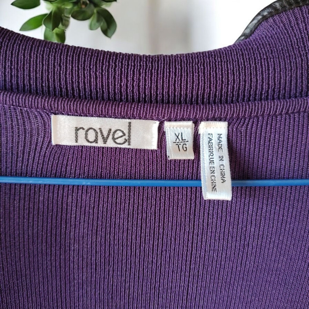 💜 Ravel Purple Ruffle Open Front Cardigan Women’s XL - Picture 4 of 6